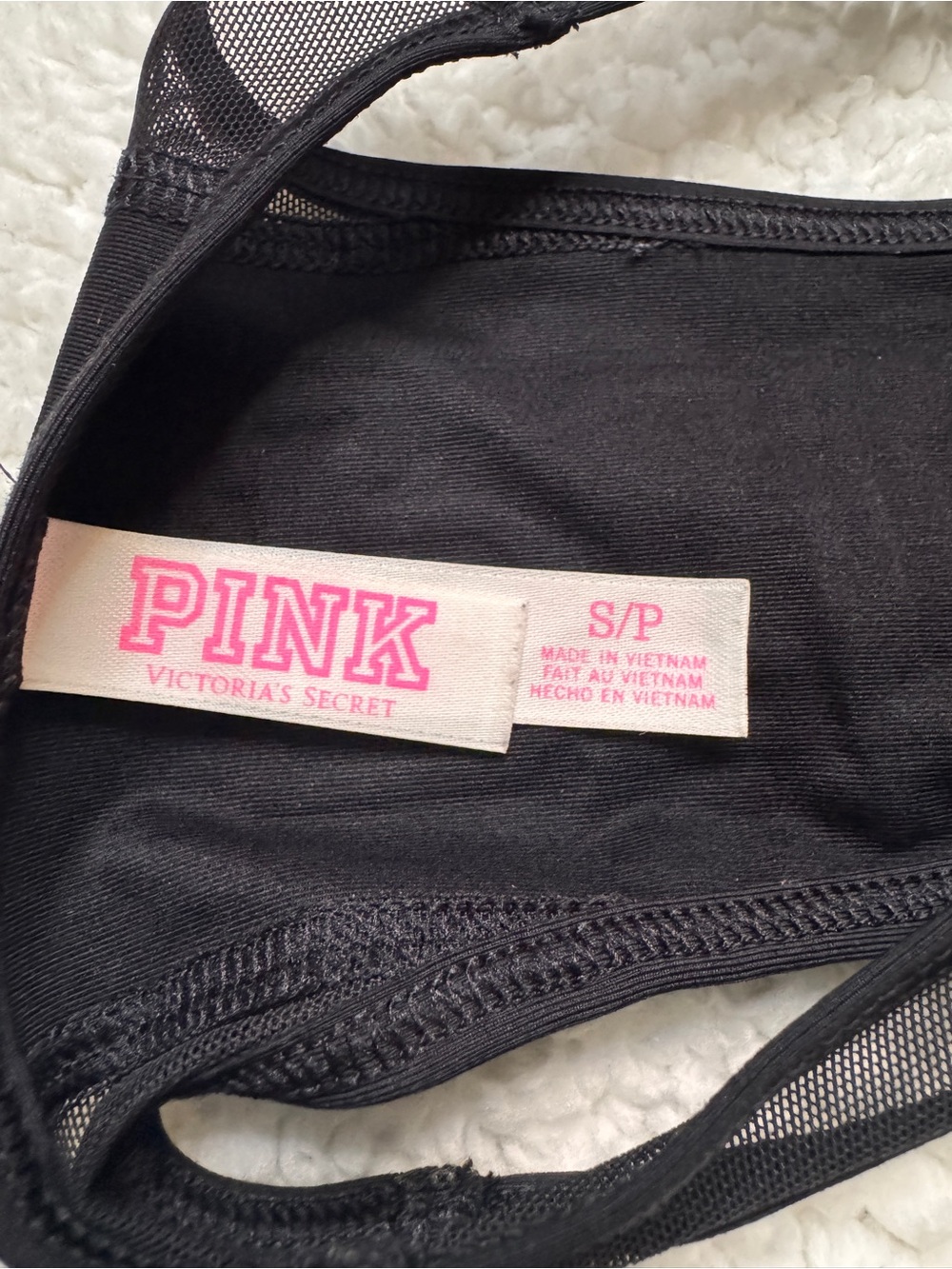 Victoria's Secret PINK Black Racerback Sports Bra with White Logo - Picture 5 of 5